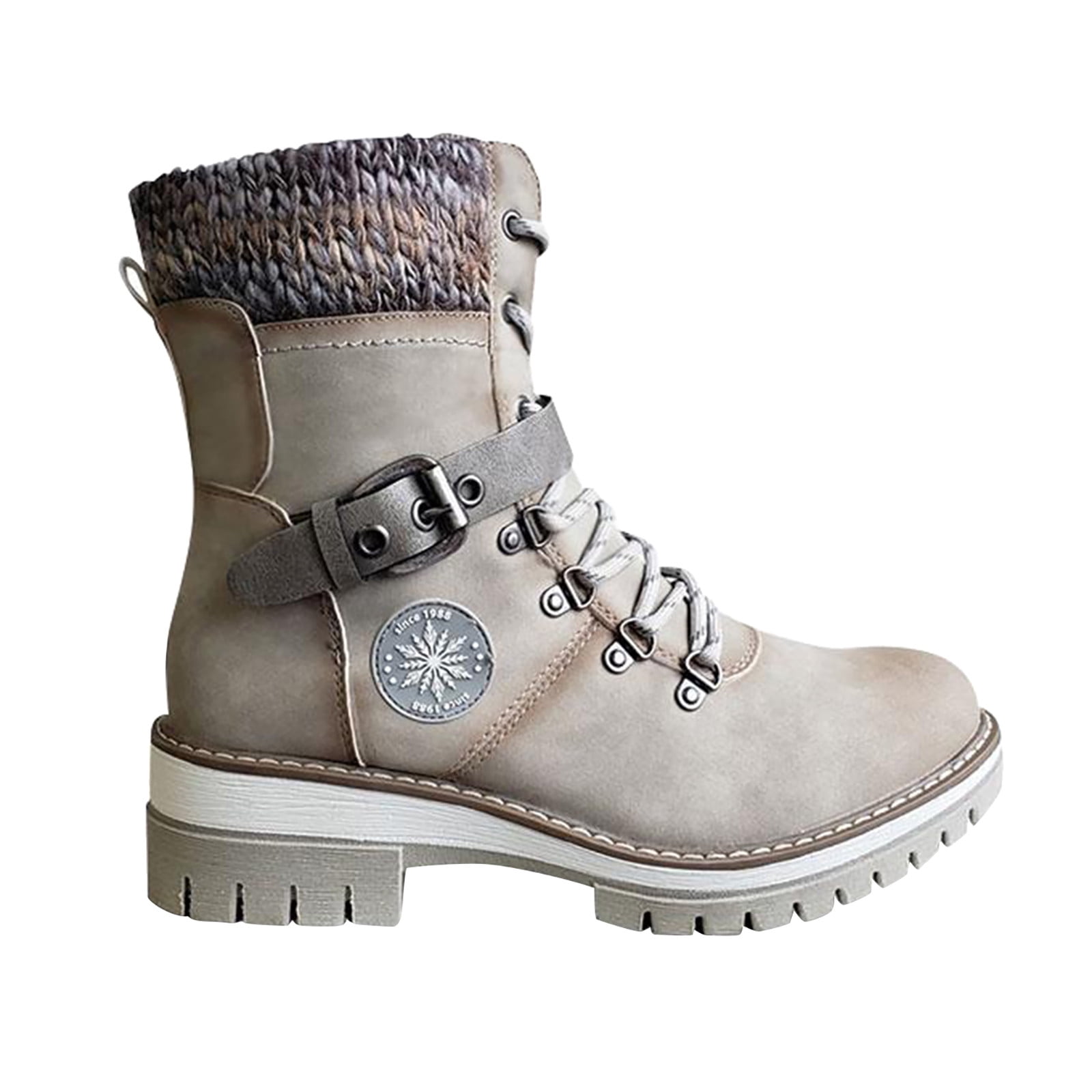 Juebong Mid-low-tube Boots Arch Support Winter Autumn Comfortable Lightweight Outdoor Wool Stitching Boots Wool Boots,White Size 6.5 - Walmart.com
