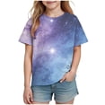 thumbnail image 6 of Fnooota Girls T Shirts, Crew Neck Summer School Gradient Print Short Sleeve Tops Multicolor Size 5T, 6 of 7