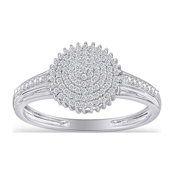 AFFY 1/4 Cttw Carat Round Cut Natural White Diamond Promise Ring For Women's In 14K Gold Over Sterling Silver (0.25 Cttw, J-K Color, I2-I3 Clarity)