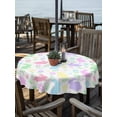 thumbnail image 2 of Outdoor Tablecloth with Umbrella Hole Zipper Happy Easter Round Tablecloth 54" Waterproof Outside Table Cloth Spring Colorful Bunny Floral Watercolor Patio Table Cover Tablecloths for Picnic Party, 2 of 8