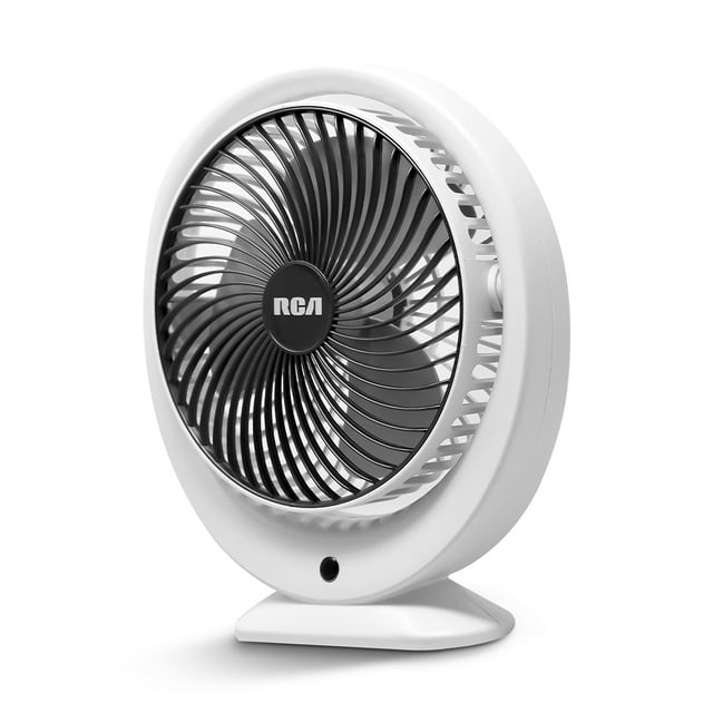 Mini Ventilador Recargable RCA RC-V1 – Portátil, Silencioso y Potente con 3 Velocidades, Cabezal Ajustable 120°, Luz Indicadora y USB-C – Color Blanco y Negro