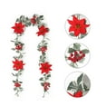 thumbnail image 2 of Christmas Red Berry Garland, Flexible Artificial Red Berry Garland, Poinsettia Christmas Decorations For Indoor Outdoor Home Holiday Hanging Decor, 2 of 3