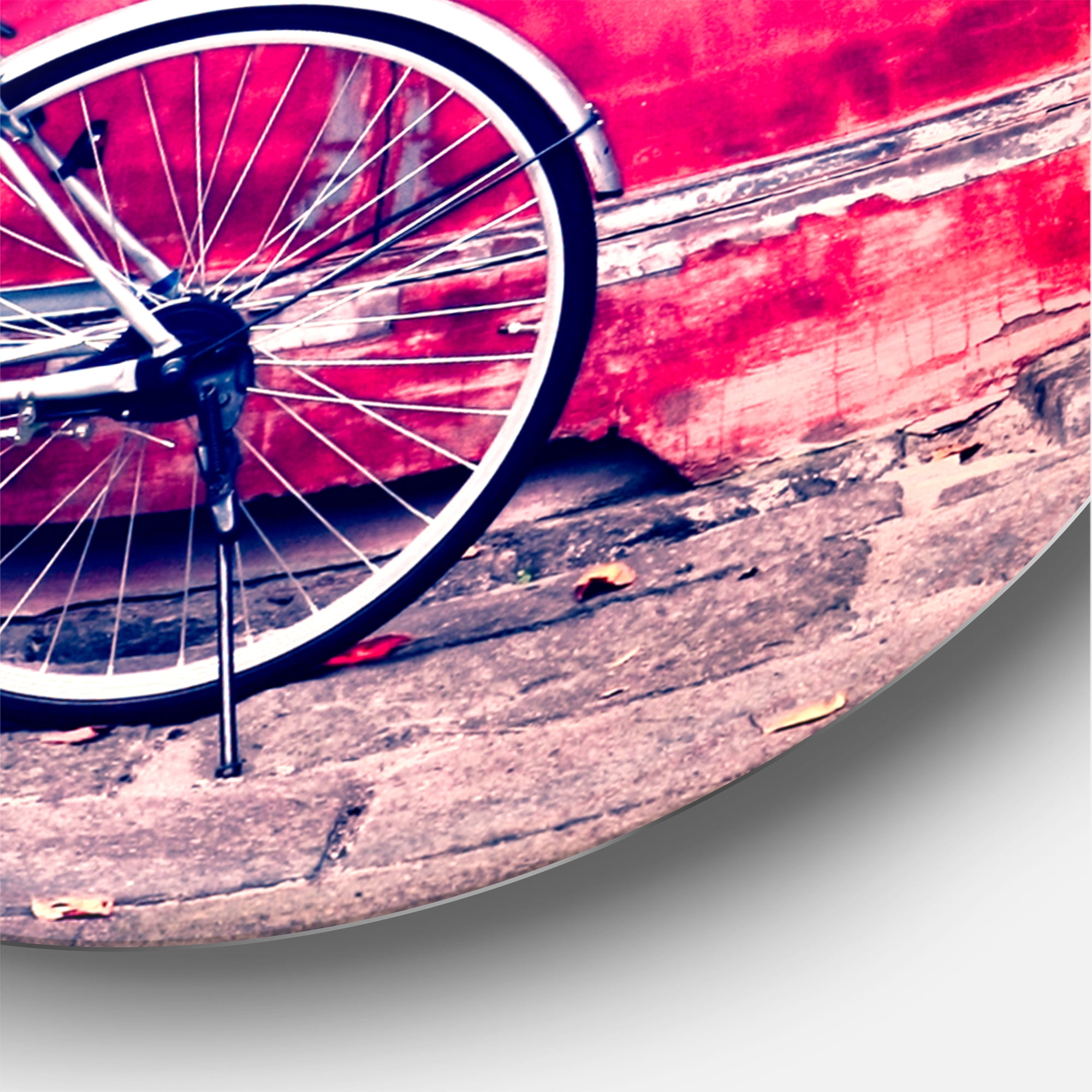 Designart 'Bicycle By Oriental Zozoji Temple Tokyo' Vintage Circle Metal Wall Art 23x23 - Disc of 23