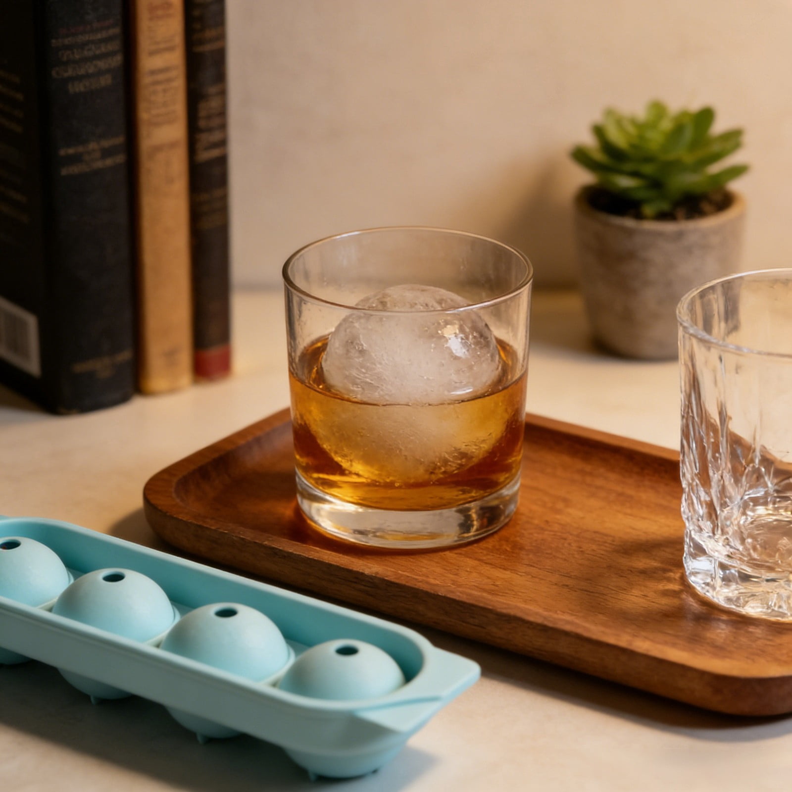 Silicone Ice Cube Tray with Lid, 4 Grids Large Spherical Ice Ball Mold for Cocktails, Easy Release Flexible Freezer Tray, Single-Row Ice Cube Maker 1-4PC