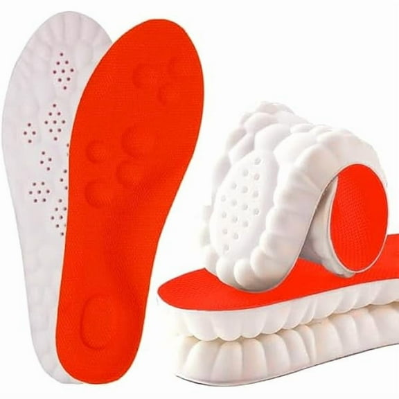 02982 Pair 4D Cloud Technology Insole Super Soft Comfort Insoles | U-Shape Memory Foam Insoles, 4D Cloud Insole for Women Men Shock-Absorbing Foot Support Insoles (Orange, Men 11.5-12.5/Women 13-14)
