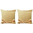 thumbnail image 1 of Ambesonne Beach Throw Pillow Cover 2 Pack, Sand with Sea Shells, 20", Sand Brown Coral, 1 of 6