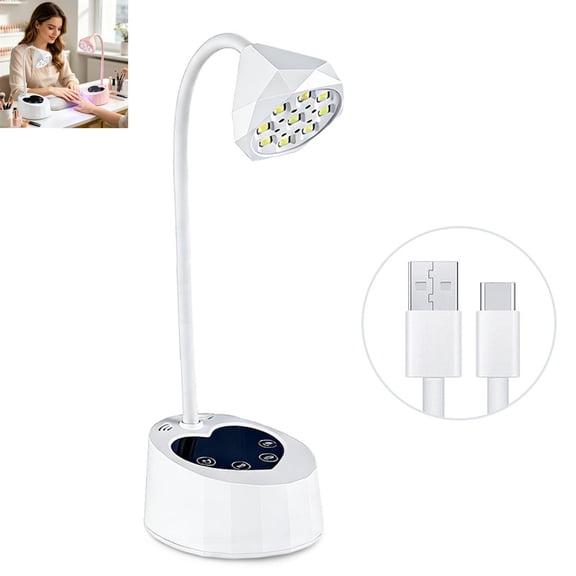 36W Rechargeable UV Nail Lamp, Lotus Flower Shape Gel Nail Light with Auto Sensor Heart Base, Portable Desktop Nail Dryer for Gel Polish Press On Nails Nail Tips DIY Home Salon Manicure Tools,White
