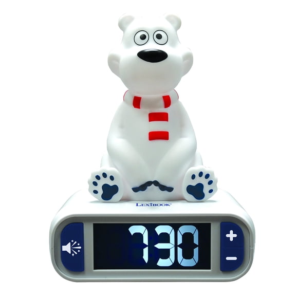 Reloj LexiBook RL800PB con luz nocturna con forma de oso polar para niños