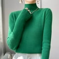 thumbnail image 2 of Xihbxyly Turtleneck for Women, Womens Long Sleeve Knit Tops Fashion Solid Color Turtleneck Tshirt Slim Fit Stretchy Layer Tee Shirts High Neck Knitted Sweater, 2 of 3