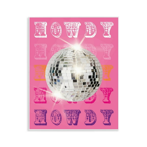 Stupell Industries Howdy Retro Disco Ball Quotes and Sayings Painting Unframed Art Print Wall Art, 11 x 14