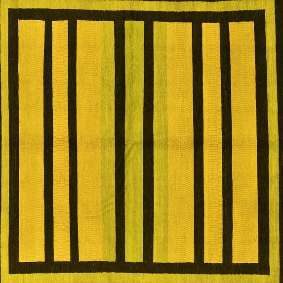 Ahgly Company Indoor Square Abstract Yellow Modern Area Rugs, 4' Square