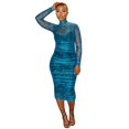 thumbnail image 3 of Vestidos de fiesta sexis de malla transparente para mujer, vestidos midi elegantes con estampado de club nocturno, conjuntos de vestido ajustado de manga larga, conjunto de 2 piezas para mujer, 3 of 5