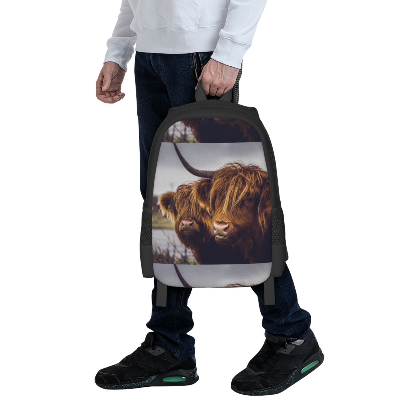 Vsdgher Portrait Of Cow With Its Baby Cow Print Backpack for Women Men School Bookbag with Laptop Compartment for College Work Travel, Simple Fashion Casual Daypack, Fit 15" Laptop