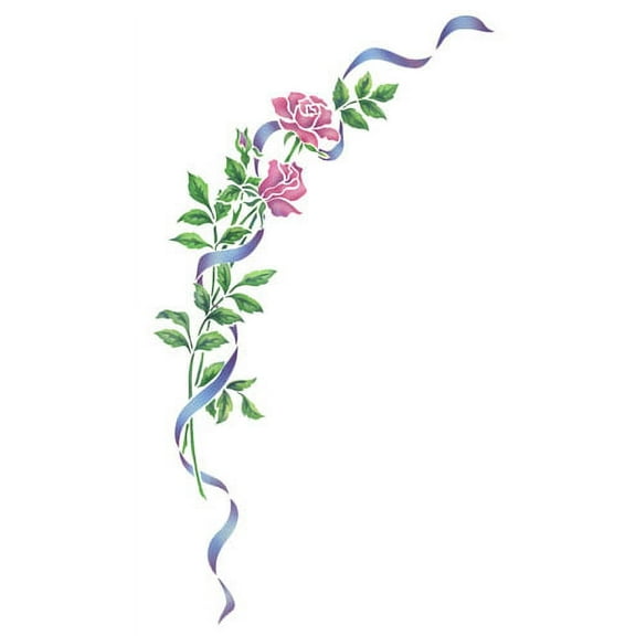 The Mad Stencilists Rose Swag Wall Stencil; TMS208