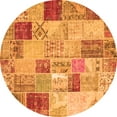 thumbnail image 1 of Ahgly Company Indoor Round Patchwork Orange Transitional Area Rugs, 5' Round, 1 of 1