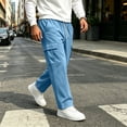 thumbnail image 4 of Lumtrix Mens Baggy Cargo Sweatpants With Pockets 2026 Trendy Causal Drawstring Waist Joggers Workout Active Sweat Pants Light Blue 3XL, 4 of 8