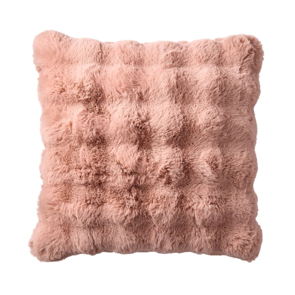 BHG 22"X22" BUBBLE FUR DECORATIVE THROW PILLOW COVER- ANTIQUE BLUSH