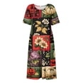 thumbnail image 4 of Women's Halloween Print Round Neck Casual Dress with Pockets Short Sleeve Loose Fit Midi Dress Plus Size for Daily Wear Autumn Outfit Green M, 4 of 6