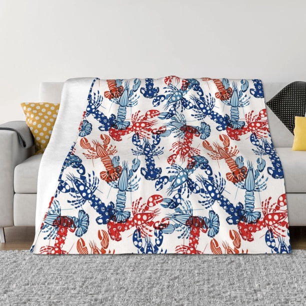Fotbe Red Lobster Manta de Franela con Estampado, Manta Ultrasuave para Cama, Sofá, Auto, Hipoalergénica y Antibolitas-60"x50"