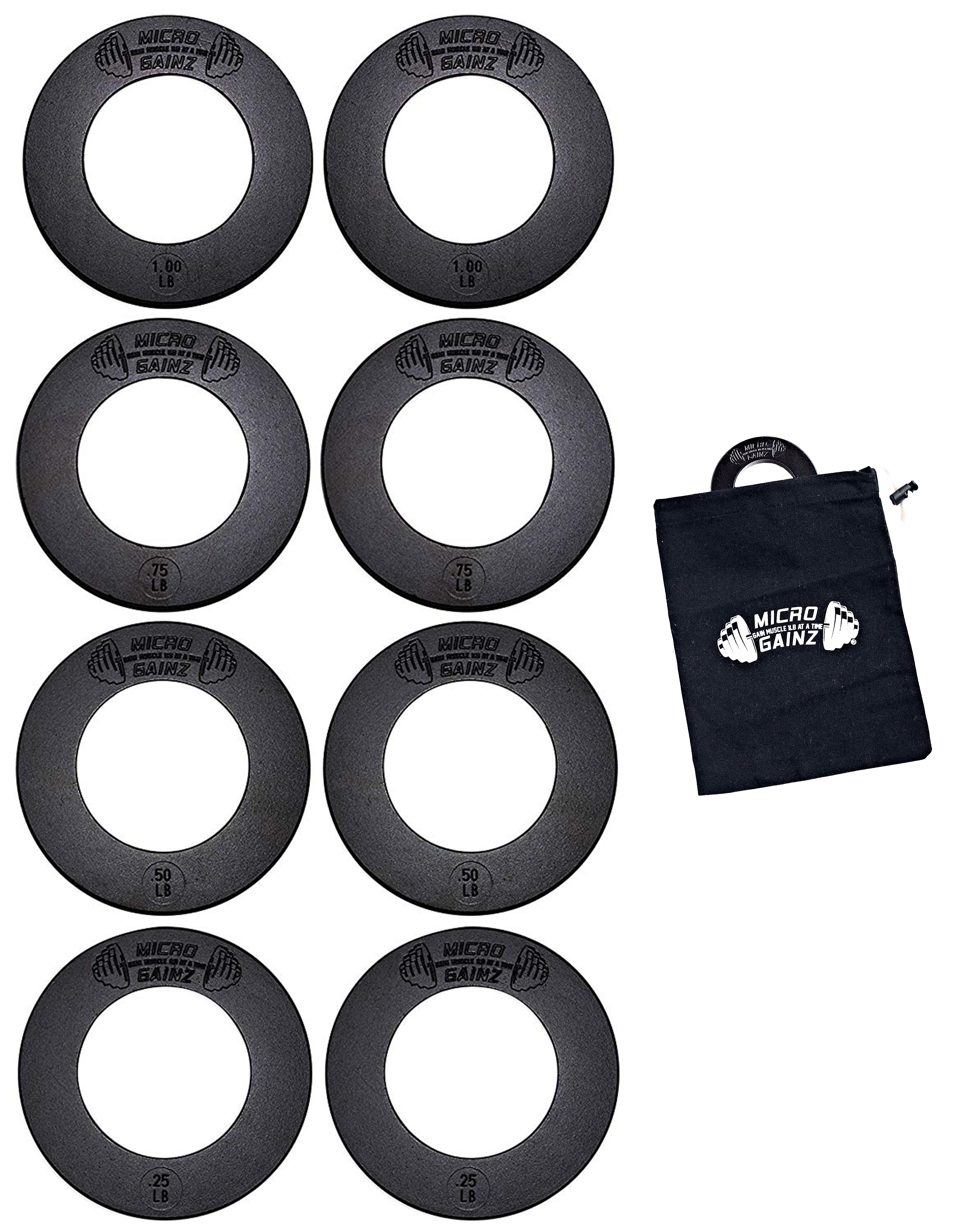 Micro Gainz Olympic Fractional Weight Plate Set – 2x 0.25kg & 2x 0.50kg Steel Plates – For Micro Loading, Made In USA