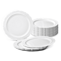 " OCCASIONS " 60 Plates Pack, Disposable Wedding Party Plastic Plates ( 10'' Dinner Plate, Verona in White)