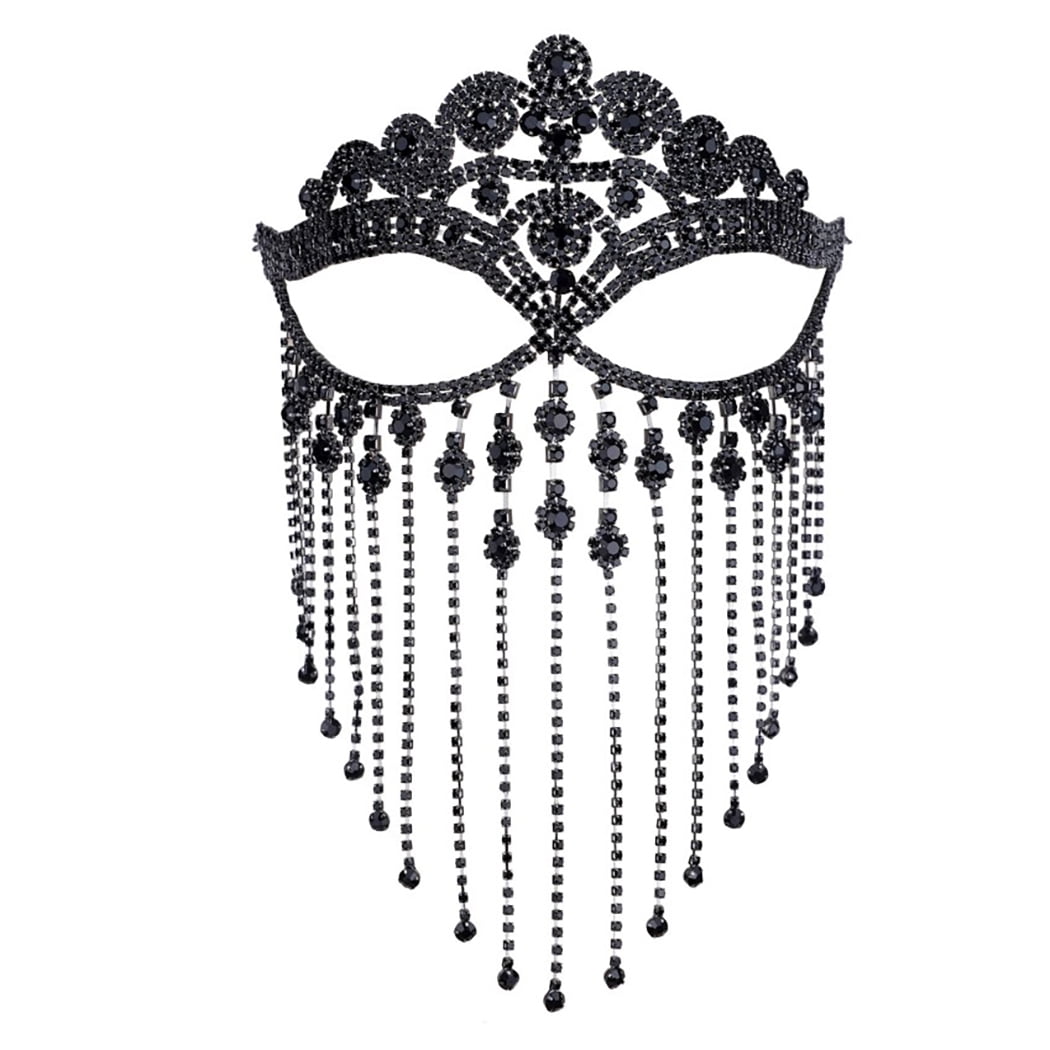 Rhinestones Face Chain Tassel Masquerade Face Veil Party Jewelry for