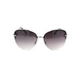 thumbnail image 2 of Womens Rhinestone Edge Jewel Rimless Cat Eye Sunglasses Silver Smoke, 2 of 4