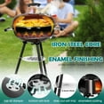 thumbnail image 3 of 18 Inch Charcoal Grill, Black Kettle Outdoor Barbecue Grill, 2-In-1 Portable BBQ Grill with Wheels for Camping Backyard Patio Picnic, Porcelain-Enameled Lid & Fire Bowl, 254.SQ.IN Cooking Area, 3 of 6