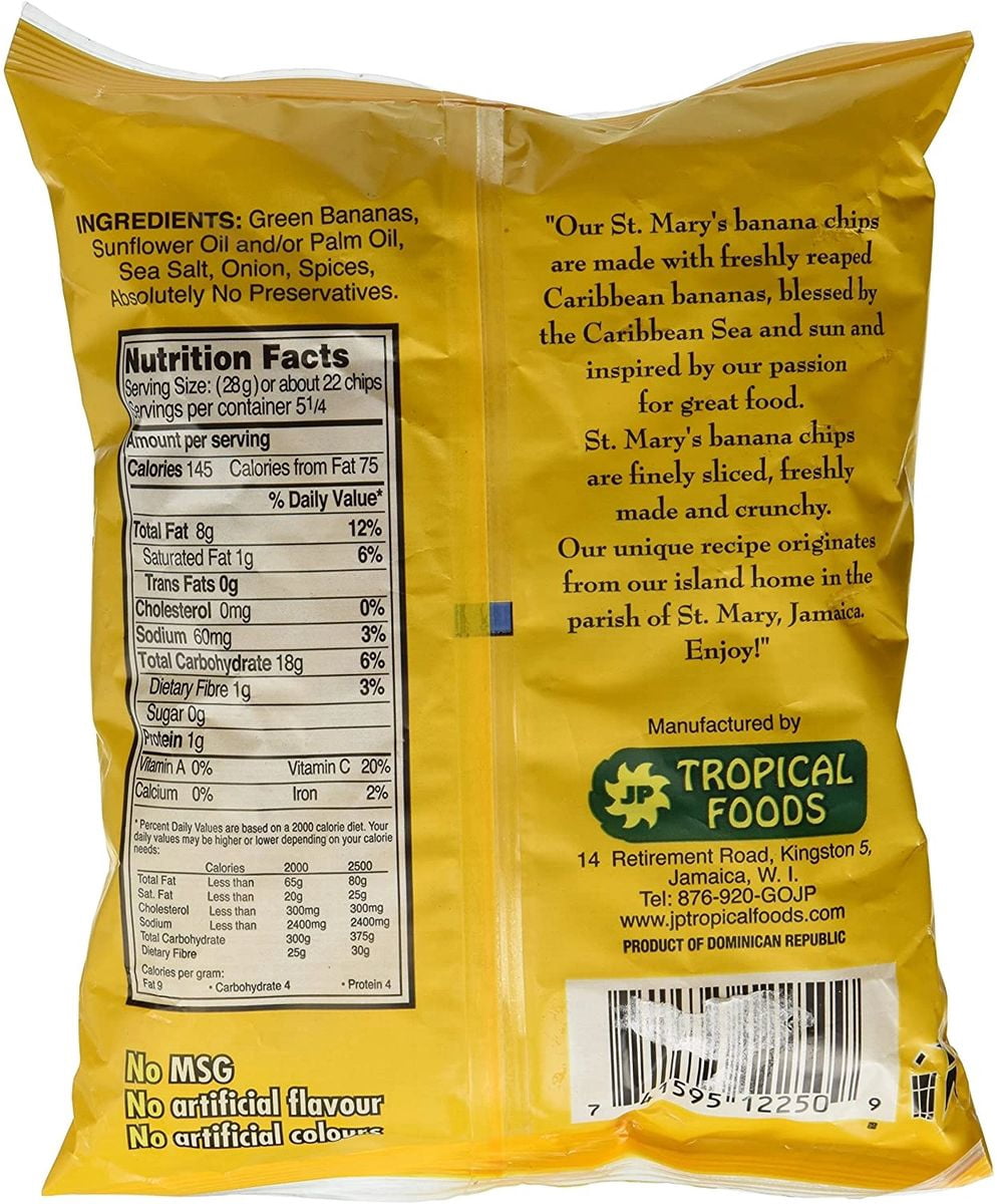 St Mary's Nice & Crunchy Original Banana Chips, 1.06 oz, 20 count