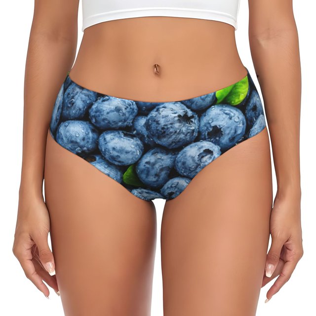 Balery Fresh Blueberries Ropa Interior de Algodón para Mujer con Dibujo – Braguitas Cómodas y Elásticas, Estilo Clásico-3X-Large