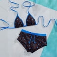 thumbnail image 2 of FINALGANG Womens Triangle Halter Polka Dot Print 2 Piece Bikini Swim Set Tie String Swim Top Drawstring Boyshort Brief Summer Swimwear For Beach Trip Fashion Swimwear S, 2 of 4