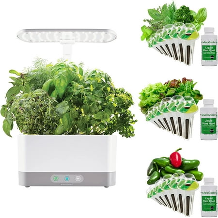 

Harvest XL Bundle Hydroponic Herb Garden Indoor Growing Kit LED Grow Light Bundle with Trellis Bonus 18 Seed Pods and Plant Food White