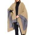 thumbnail image 5 of ASTARIN Winter Women's Cotton Shawl Wrap Poncho Ruana Cape, Cardigan Sweater Open-Front for Spring Fall Winter,Gray&Camel, 5 of 7