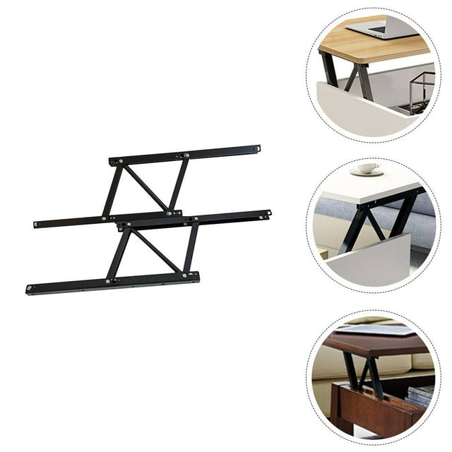 WRISTBIQUE 1Pair Black Tea Table Bracket Folding Frame with Buffer Buffer and Convenient Furniture Accessory