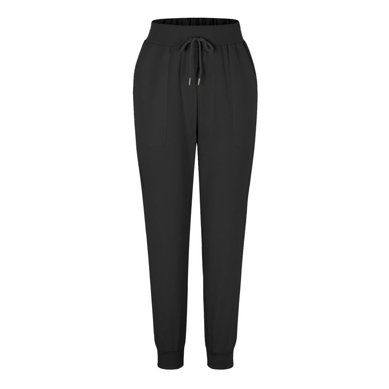 Noarlalf Women's Pants Womens Tapered Pants Drawstring Back Elastic Waist  Pants Trousers with Pockets Womens Pants Casual Pants for Women 
