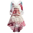 thumbnail image 4 of Christmas Dresses for Women Women's Fashion V-neck Casual Slim Christmas Printed Party Long Sleeve Dresses with Fur Collar for Christmas Party,Hot Pink,L, 4 of 4