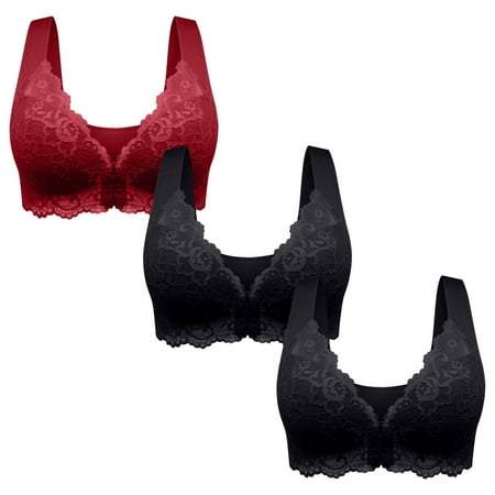 LLYWEY Sleep Bras on Sale Padded Bras Women Ladies Bralette Bra Style-352 Women s Plus Lace Bra Feature Adult Female Nursing Sports Bras Wine 48B