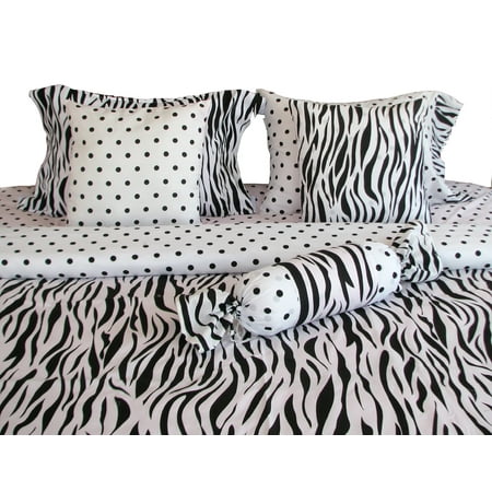 Bed In A Bag Bedding Set 8 Pcs Black White Zebra Print Twin