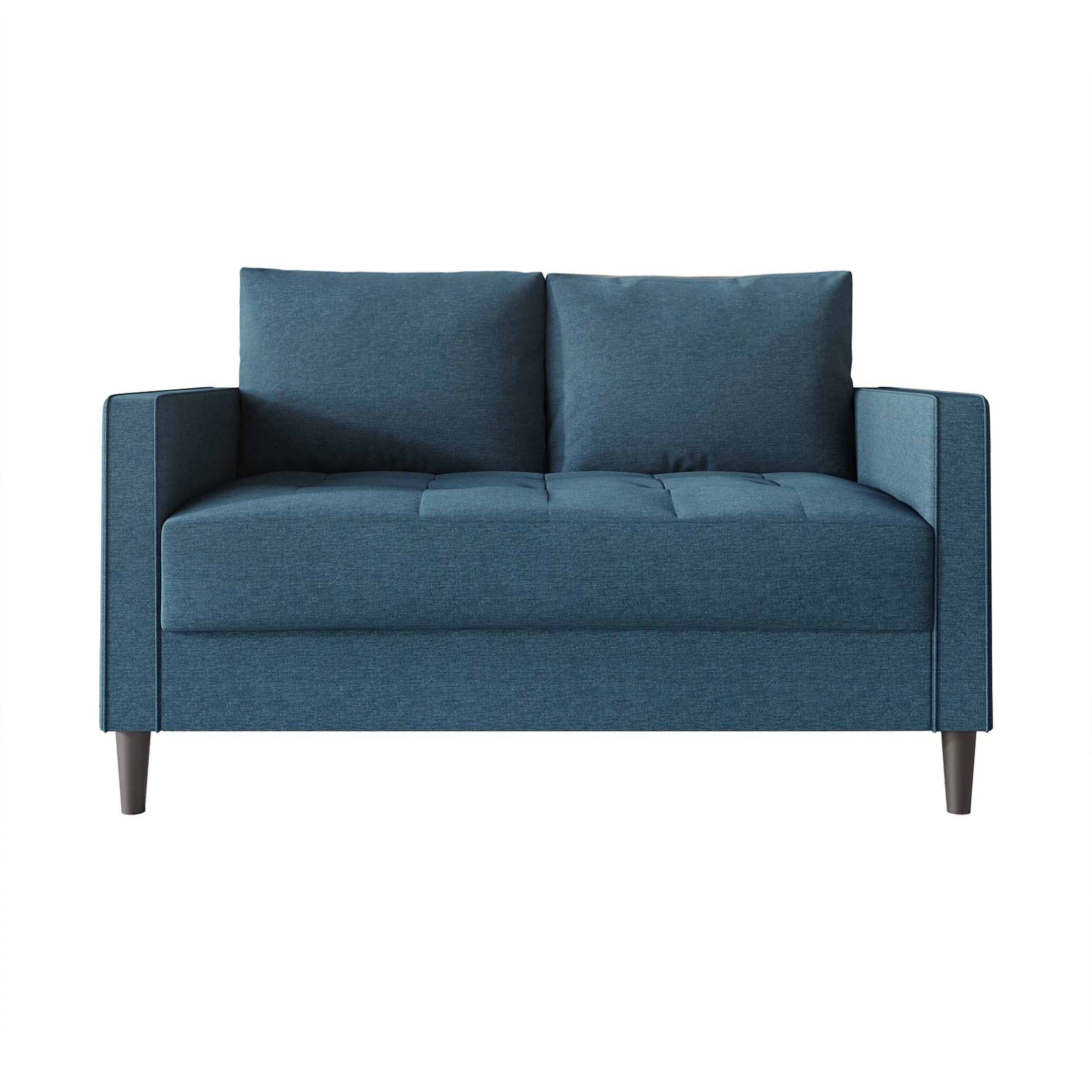 Castle Place Classic Linen Upholstered Loveseat, Blue