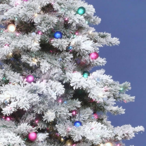 Vickerman Flocked Alaskan 6.5' White Artificial Christmas Tree With Vickerman Flocked Alaskan 6.5' White Artificial Christmas Tree with 600 Multicolored Lights with Stand - Walmart.com - Vickerman Flocked Alaskan 6.5' White Artificial Christmas Tree With