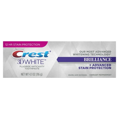 Crest 3D White Brilliance Advanced Whitening Technology + Advanced Stain Protection Toothpaste, Vibrant Peppermint, 4.1