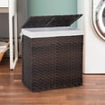 thumbnail image 7 of NiamVelo Bamboo Laundry Basket 110L Handwoven Foldable Laundry Hamper with Lid, 2 Removable Liner & 6 Laundry Bags, Brown, 7 of 7