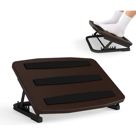 Foot Rest for Under Desk at Work, Ergonomic Wooden Desk Foot Rest with 7 Adjustable Angles, Anti-Slip Footrest Comfortable Foot Stools for Office Leg Rest, No Assembly