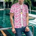 thumbnail image 6 of Lsque Cute Watermelon Flamingo Pattern Mens Polo Golf Shirts Funny Graphics Shorts Sleeve Button Shirts Baseball T-shirt-Medium, 6 of 7