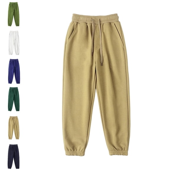 SGFCWSX Kids Jogger Pants, Boys Girls Cuffed Ankle Casual School Uniform Elastic Waist Trousers Khaki Size 10-11 Years