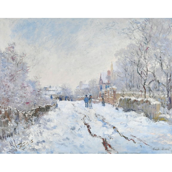 Snow at Argenteuil by Claude Monet - 12" x 18" Art Print Wall Decor