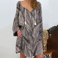 thumbnail image 2 of Vestido de mujer Vintage Casual Vestido con cuello en V Manga larga Suelto con flecos Midi Vestido Pompotops  ghjkhdj17365, 2 of 5