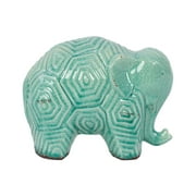 Stoneware Elephant W/ Ethnic Markin'S In Light Blue Shade