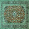 thumbnail image 1 of Ahgly Company Indoor Square Medallion Turquoise Blue Traditional Area Rugs, 4' Square, 1 of 4