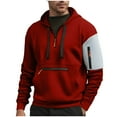 thumbnail image 2 of Zylanna Men's Hooded Sweatshirts with Pockets, Half-Zip Color Block Casual Soft & Warm Sport Hoodies Pullover for Men Wine, 2 of 4